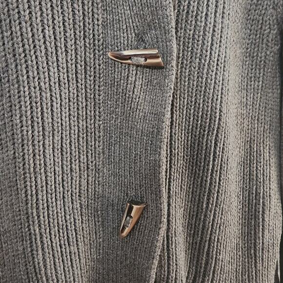 Vintage Talbots Wonens Gray Sweater Size Med Toggle Buttons Bell Sleeves Neutral - Picture 4 of 8